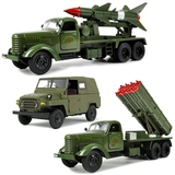 防空导弹发射车火箭炮合金汽车军车模型解放卡车212吉普儿童玩具