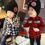 男童加厚衬衫2015韩版冬装长袖加绒格子衬衣儿童宝宝0-6岁上衣潮