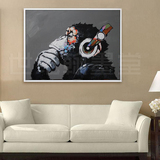 【多款时尚动物】猫狗 斑马 听音乐的大猩猩手绘抽象装饰油画挂画
