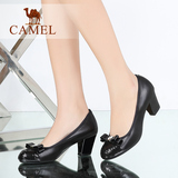 Camel/骆驼女鞋 优雅通勤 羊皮圆头高跟单鞋 单鞋
