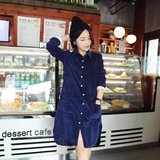 灯芯绒衬衫外贸正品原单尾单女装秋季新品韩版中长款开衫女士衬衣