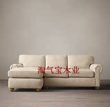 美式乡村经典布艺沙发法式欧式现代时尚棉麻面料实木组合沙发