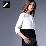 ZK2016春装新款单排扣短外套超短修身纯色上衣七分袖显瘦口袋女装