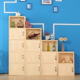 实木儿童书柜书架带门带锁储物柜简易小柜子自由组合格子柜收纳柜