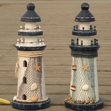 地中海风格手工木质灯塔摆件 海洋系列时尚家居装饰品 创意礼物
