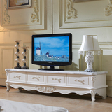 欧式大理石电视柜茶几组合简约法式客厅白色烤漆实木雕花1.8-2.4