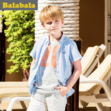 巴拉巴拉男童格子衬衫短袖中大童上衣童装夏装新款儿童学生衬衣男