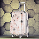 小清新韩国涂鸦铝框拉杆箱万向轮旅行箱潮女硬箱20寸24寸行李箱包