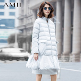 Amii女装旗舰店艾米冬装新款大码立领宽松下摆中长款羽绒服外套