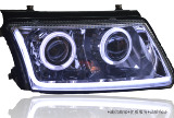 帕萨特B5大灯总成 b5大灯改装双光透镜 天使眼 氙气灯