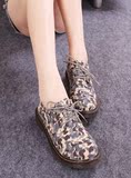 2016韩版学生圆头大头鞋系带平跟低帮迷彩鞋小皮鞋女英伦风马丁靴