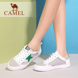 Camel/骆驼女鞋 时尚休闲 牛皮网布系带运动2016夏新款单鞋小白鞋
