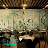 中式墙纸花鸟壁画 客厅餐厅电视背景墙壁纸 东南亚孔雀满铺工装
