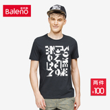 Baleno/班尼路男装 青年短袖纯棉t恤男 韩版圆领夏季衣服印花体恤