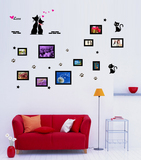 卧室客厅沙发背景墙贴画 浪漫爱情猫咪创意相框墙贴 照片墙贴纸