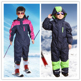 外贸原单 儿童男女款时尚 保暖防水连体滑雪服滑雪衣裤套装 正品
