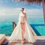 心霓儿同款马尔代夫海边度假性感雪纺开衫连衣长裙沙滩比基尼罩衫