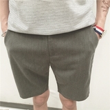 港仔夏季新款韩版西裤直筒男士休闲短裤修身直筒五分裤百搭西装裤