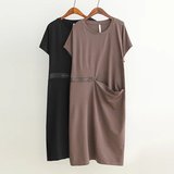 外贸原单女装 2016夏季欧美范宽松大口袋拉链设计短袖连衣裙
