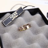 韩国精品女饰品彩金戒指正品代购18K玫瑰金指环保色钛钢明星款