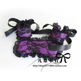 郁金香紫眼罩三件套蕾丝情趣配饰情趣内衣黑色丝带游戏