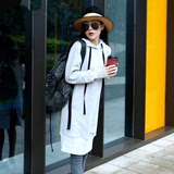2015韩国代购冬装新款加厚加绒保暖纯棉连帽卫衣中长款连衣裙女装