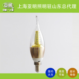 上海亚明LED节能钨丝灯泡E14细口小头螺口3W5W白黄光尖泡拉尾泡