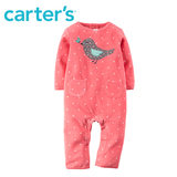[转卖]Carter s一件式珊瑚红长袖绒质厚连体衣套头小鸟