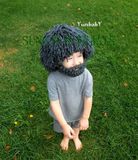 假发大胡子创意毛线帽子手工针织儿童搞怪头上长草稻草疯子帽
