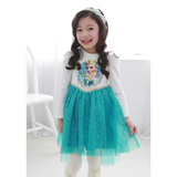2015韩国秋冬款冰雪奇缘长袖公主蓬蓬裙艾莎公主裙带披风连衣裙