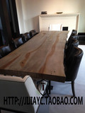 美式乡村实木餐桌椅复古做旧铁艺餐桌饭桌实木不规则办公桌椅组合