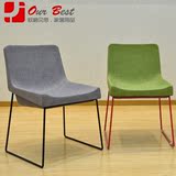 欧格贝思舒适布艺餐椅 现代简约座椅 实木铁架椅子 餐厅咖啡厅椅