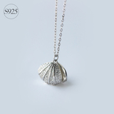 爱洛奇 925银项链韩国时尚镶钻天然淡水珍珠吊坠贝壳短款锁骨链女