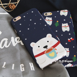 原创蓝色北极熊韩国苹果6s手机壳iPhone6plus硅胶磨砂保护套包邮