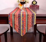 几布棉麻欧式桌布布艺桌旗咖啡厅台布东南亚风格条纹床旗民族风茶