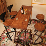 特铁艺实木吧台桌酒吧桌椅美式休闲桌椅复古咖啡店吧台餐桌椅组合