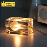 北欧经典冰块水晶玻璃装饰台灯个性创意酒卧室床头气氛LED台灯