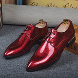 男士皮鞋 英伦尖头时尚潮 韩版休闲增高伴新郎结婚红色发型师鞋子