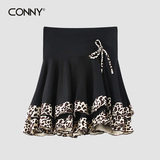 康尼/CONNY女成人 拉丁舞裙练习比赛表演裙子拉丁舞服装下装豹纹