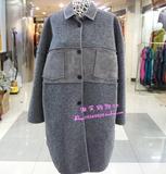 2015冬新款休闲欧美品牌鹿皮绒羊毛呢子大衣中长款女装外套QX1570
