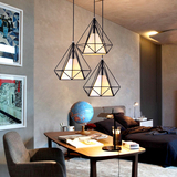 现代简约餐厅吊灯钻石灯创意个性咖啡厅酒吧台吊灯铁艺吊灯具三头