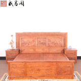 中式花梨木1.8米实木床双人床山水大床结婚床仿古雕花床红木家具