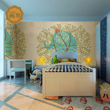 地中海儿童卧室大型壁画壁纸定做 原创设计艺术墙纸墙画森林大象