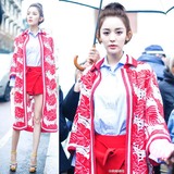 2016春夏新品米兰时装周古力娜扎明星同款红色针织衫开衫外套