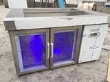 开槽保鲜工作台麻辣烫柜玻璃门蓝光小菜冰柜挂式冰箱披萨柜沙拉柜