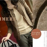 秋季新款韩版针织衫女短款毛衣大码羊绒外套百搭打底衫纯色小开衫