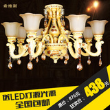 欧式客厅树脂吊灯美式餐厅卧室复古金色奢华铁艺蜡烛灯饰创意灯具