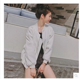 2016韩版女装早春新品印花字母BF学院风拉链短外套休闲棒球服女潮