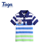TAGA童装 2015夏季新款男童纯棉短袖polo衫中小童儿童夏装T恤条纹