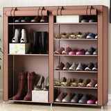 简易鞋架 无纺布实木简约现代组合多层折叠小鞋橱木质组装鞋柜
